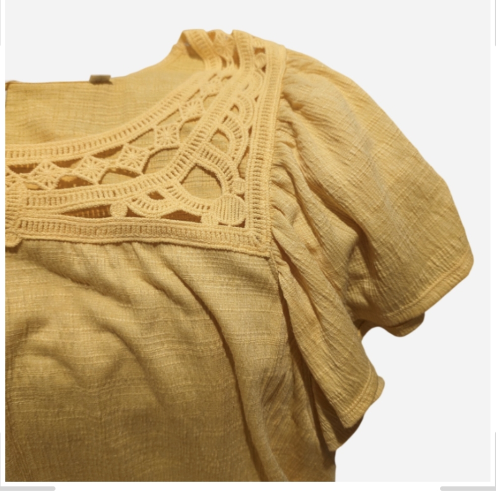 Yellow Crochet Detail Women's Top - Picture 6 of 9